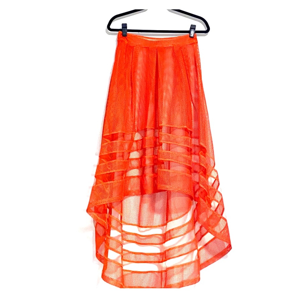 Orange sheer asymmetric/high low skirt
